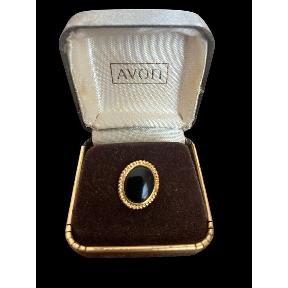 Vintage 1971 Avon Citation Tie Tack Men's Black Gold Tone Classic Accent